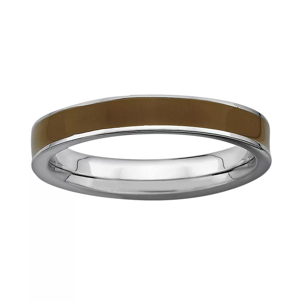 Stacks & Stones Sterling Silver Brown Enamel Stack Ring, Women's, Size: 5 Product Image
