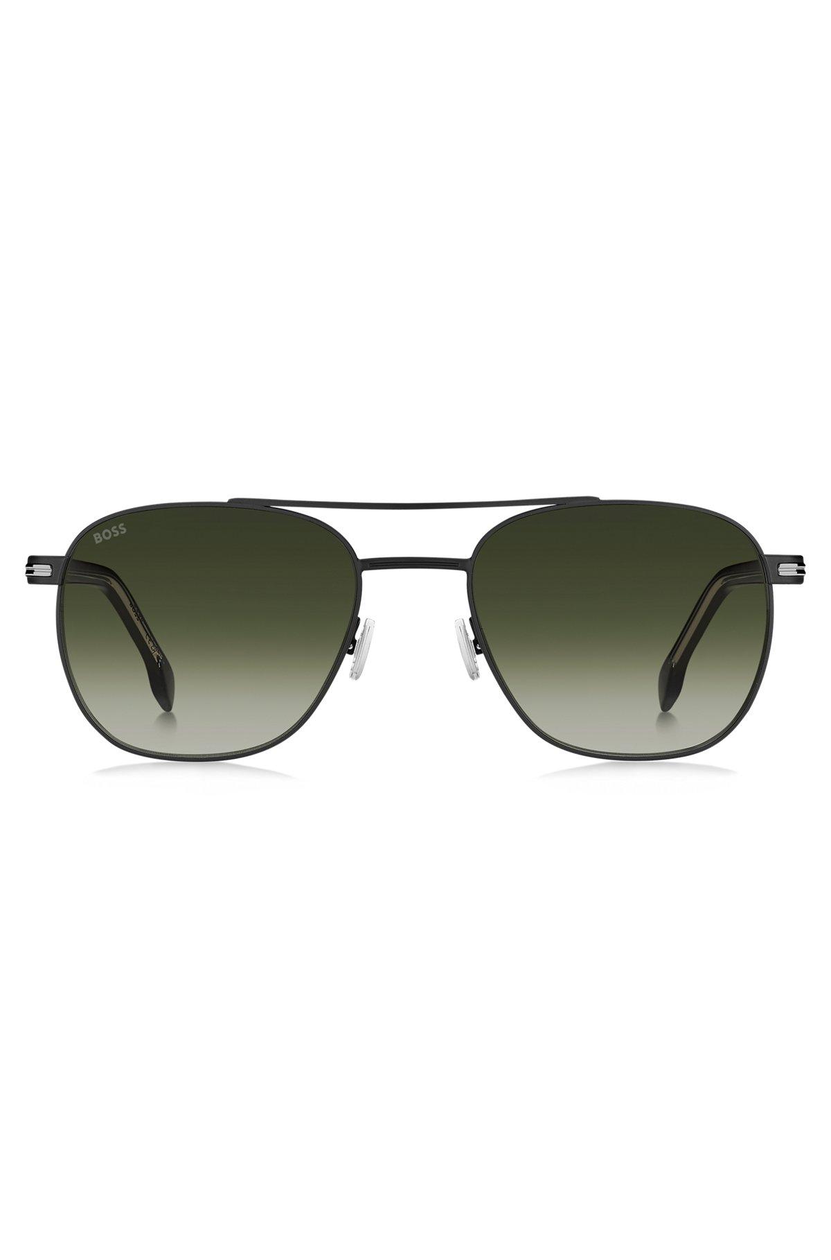 Double-bridge sunglasses in black steel Product Image