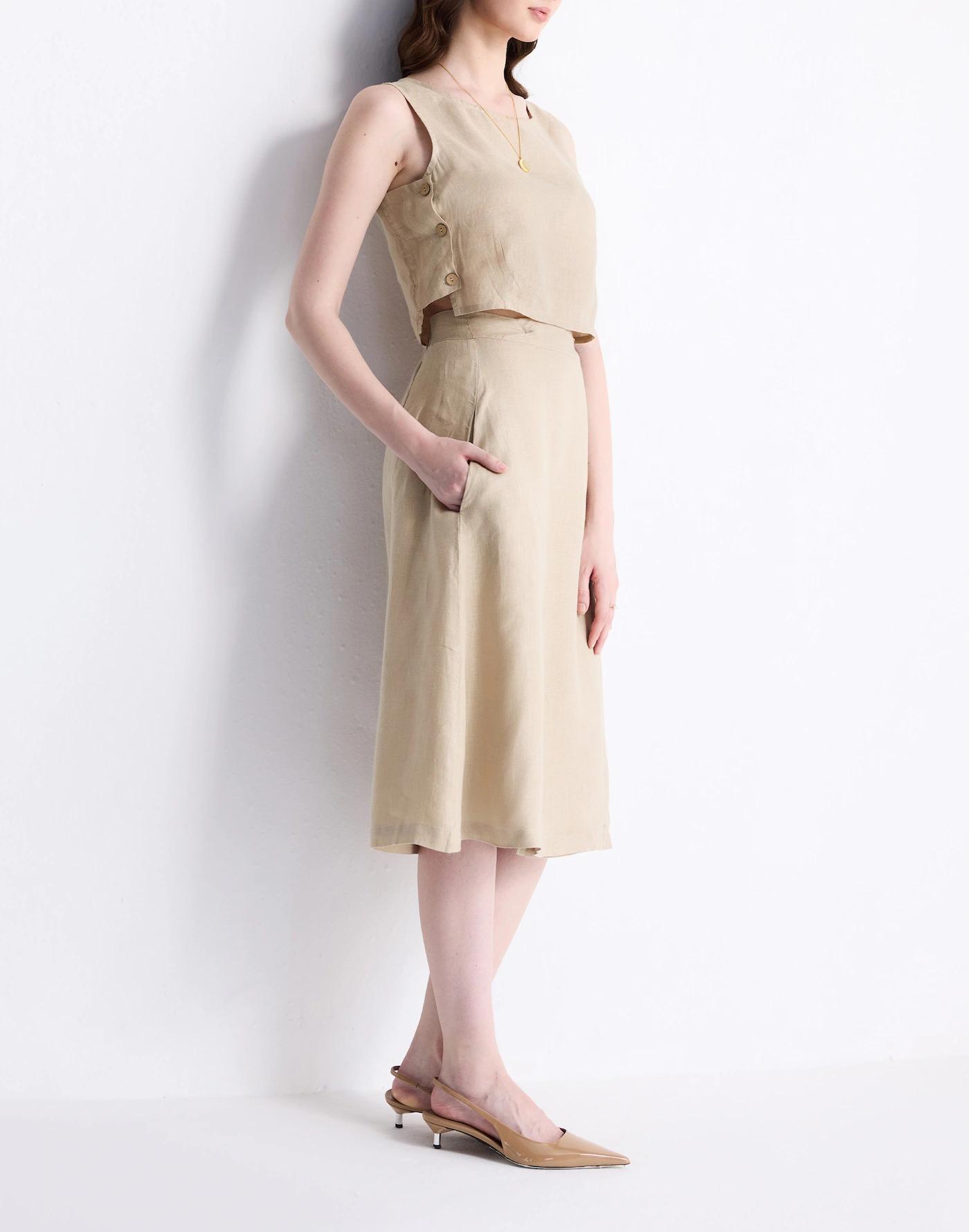 Reistor® Overlap Midi Skirt in 100% Neutral Beige Hemp Product Image
