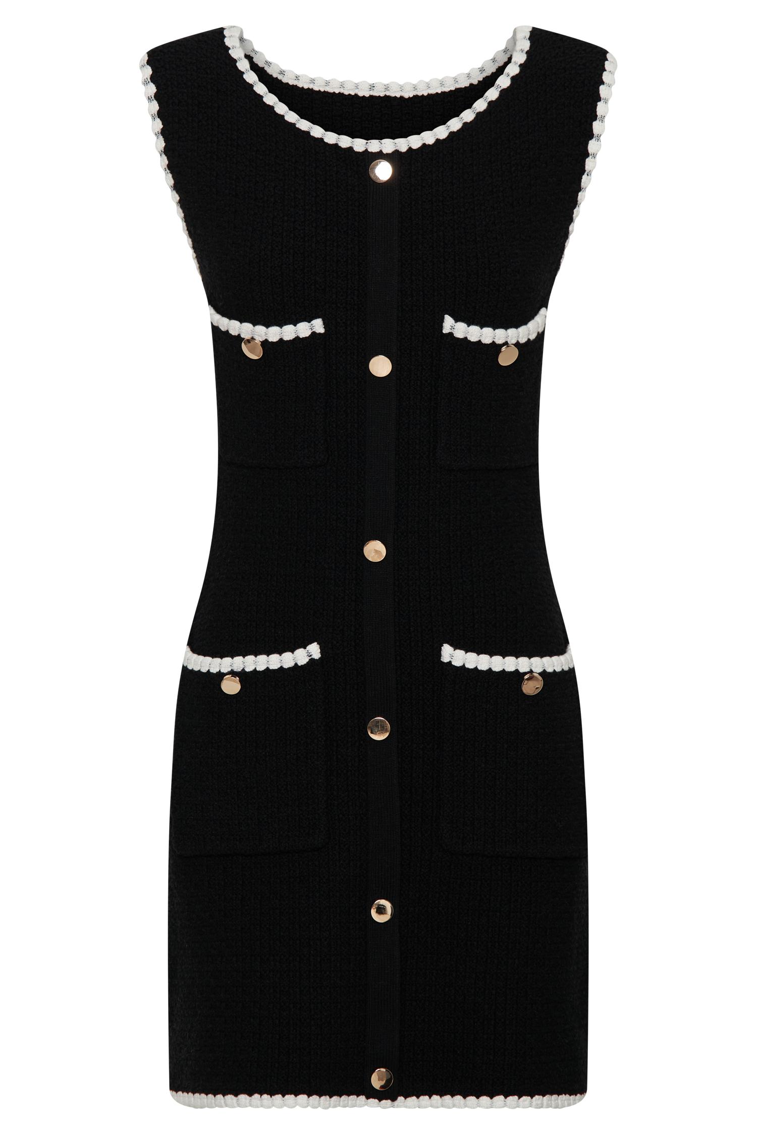 Mia Contrast Knit Mini Dress - Black/White Product Image