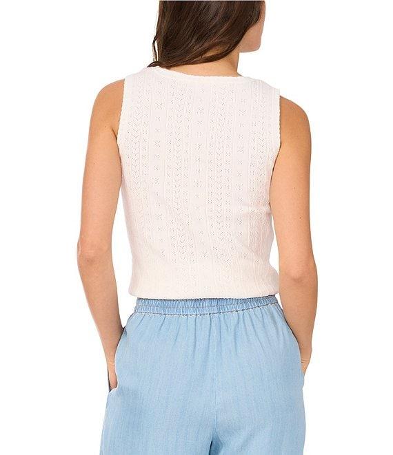 1. STATE Pointelle Knit Crew Neck Sleeveless Tank Product Image