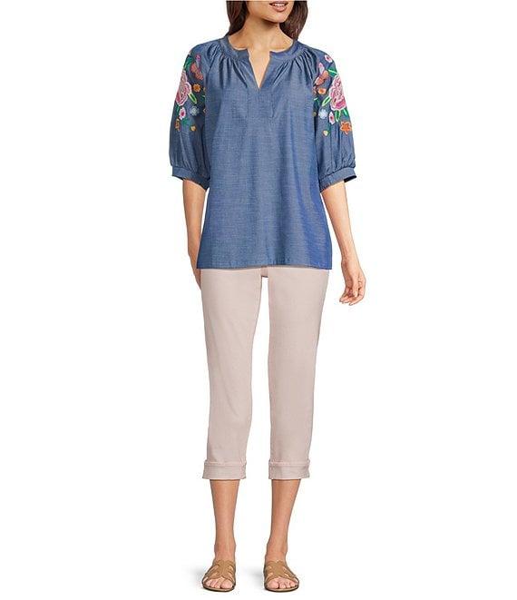 NYDJ Petite Size Marilyn Cuffed Cool Embrace® Capri Denim Jeans Product Image