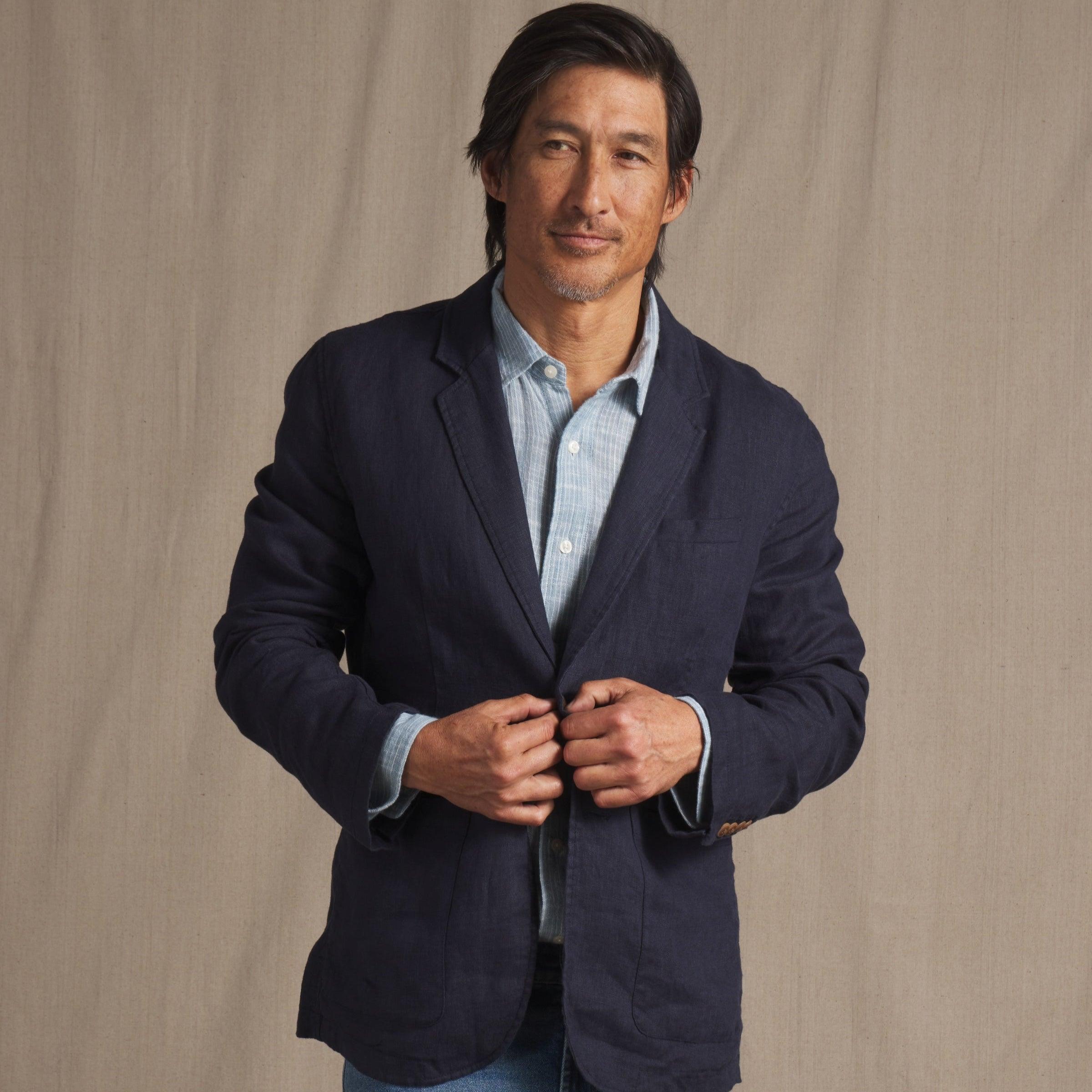 Bal Harbour 2 Button Linen Blazer - Navy Product Image