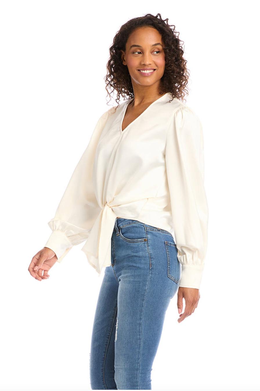 Tie-Front Blouse - Ivory Product Image