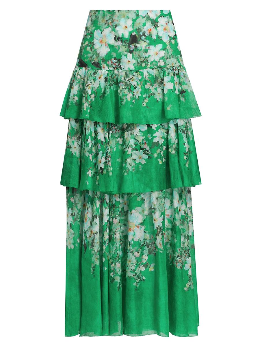Womens Everley Floral Tiered Midi-Skirt Product Image