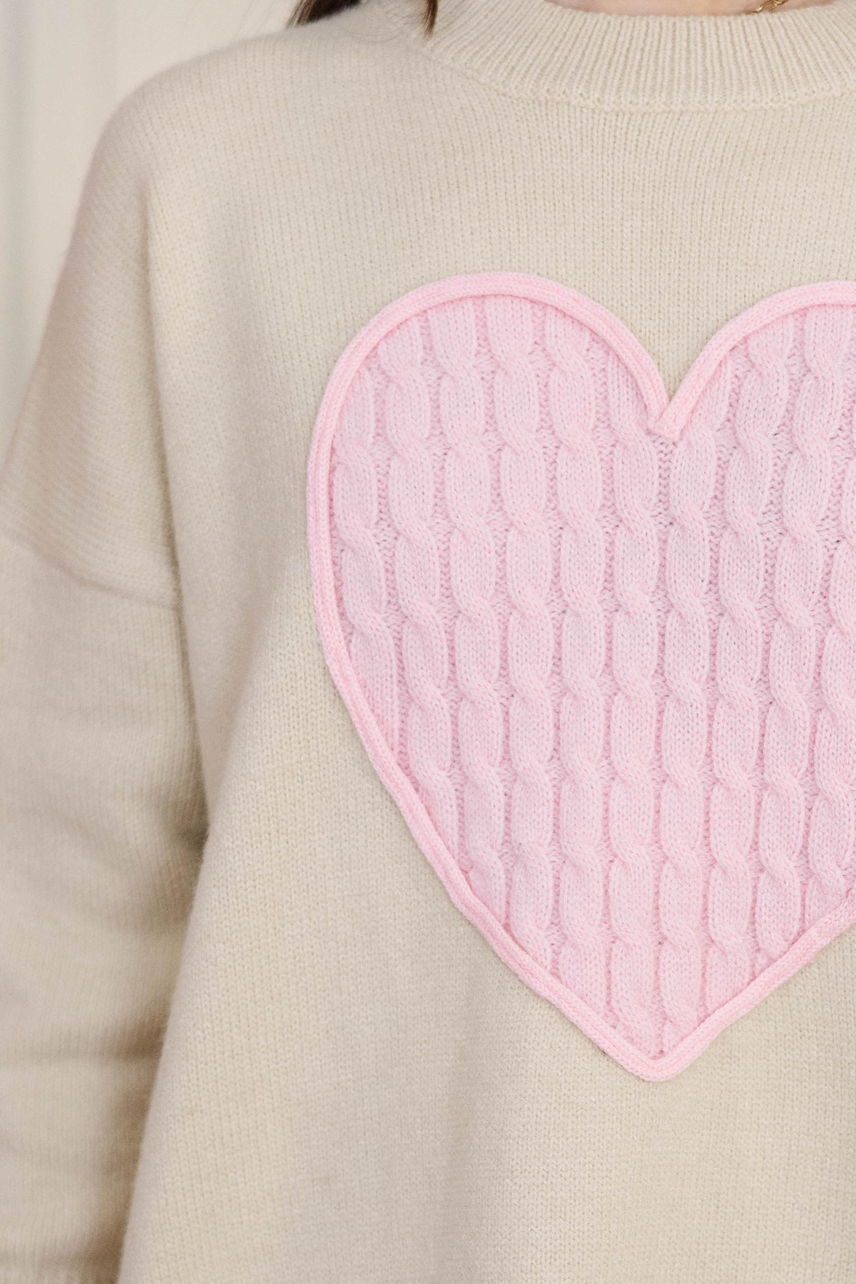 The Lovey Taupe Heart Sweater Female Product Image