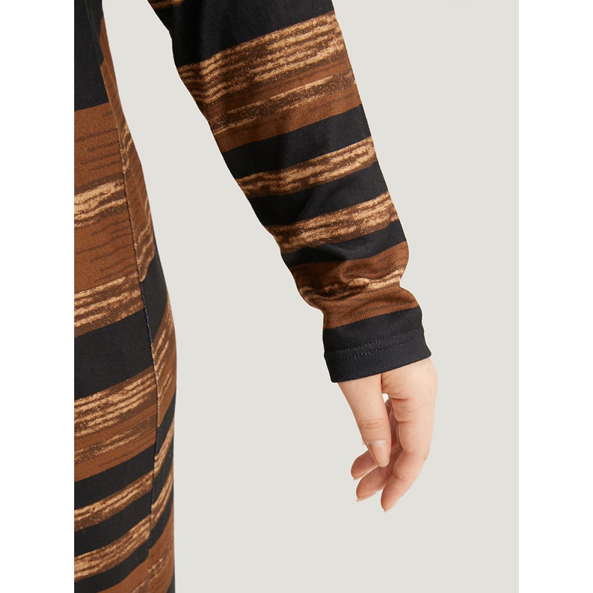 Plus Size Halloween Striped Open Front Kimono Women DarkBrown Casual Dailywear Kimonos BloomChic 30/6X Product Image