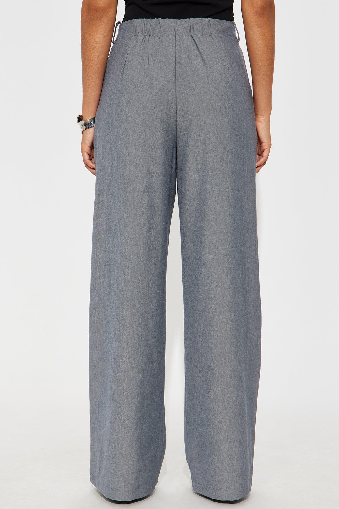 Mariza Mid Rise Wide Leg Trouser Pant 31 - Grey Female Product Image