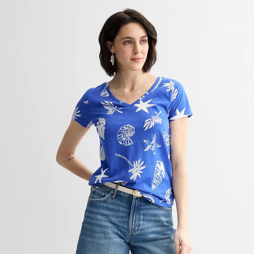 Women's Sonoma Goods For Life® Everyday Short Sleeve V-Neck Tee, Size: XL, Blue Marine Toss Product Image