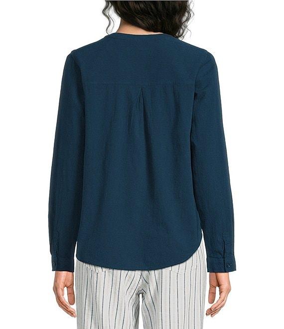 Aventura Beachcomber Organic Cotton Crepe Split V-Neck Long Sleeve Top Product Image