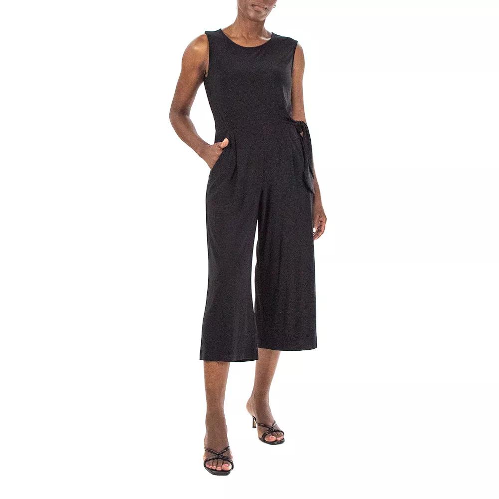Women's Nina Leonard Sleeveless Culotte Jumpsuit, Size: Medium, Black Product Image