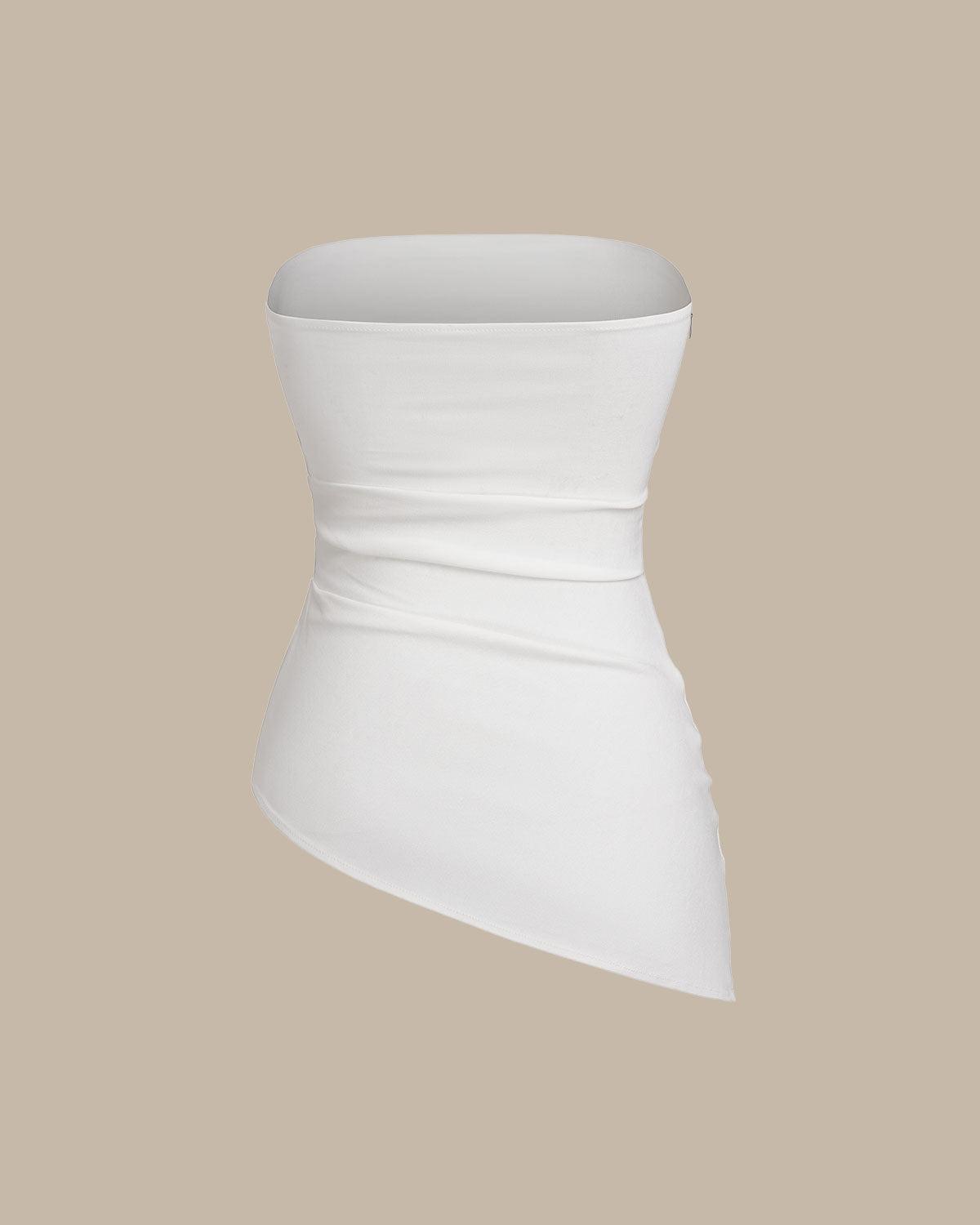 White Asymmetric  Bustier Product Image