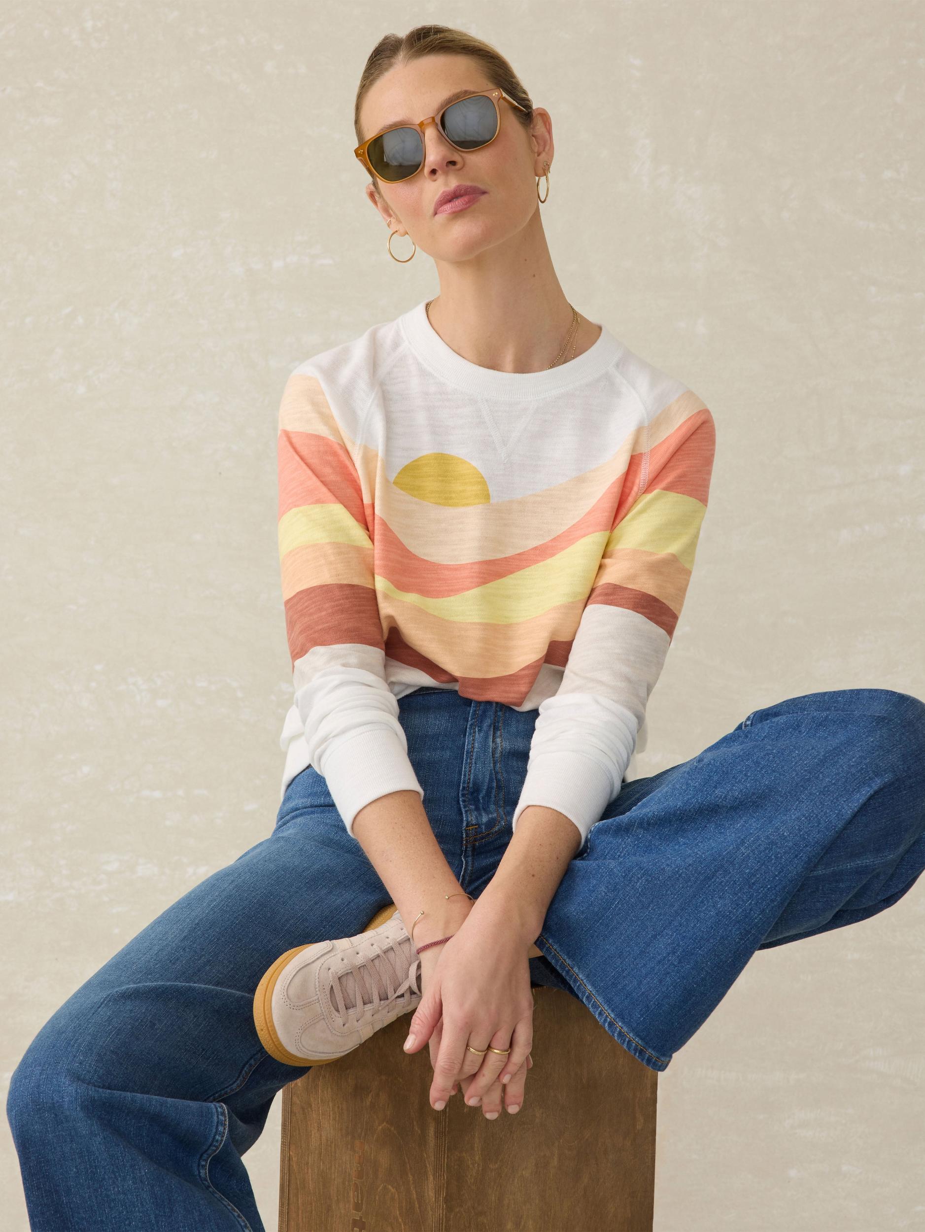 Sunwashed Slub Crewneck - Coral Spring Soleil Female Product Image