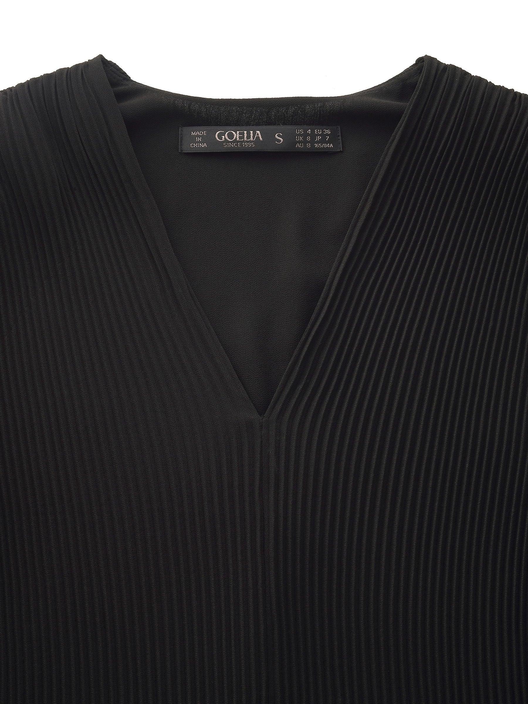 Pleated V-Neck Women A-Line Tie Belt Maxi Dress Product Image