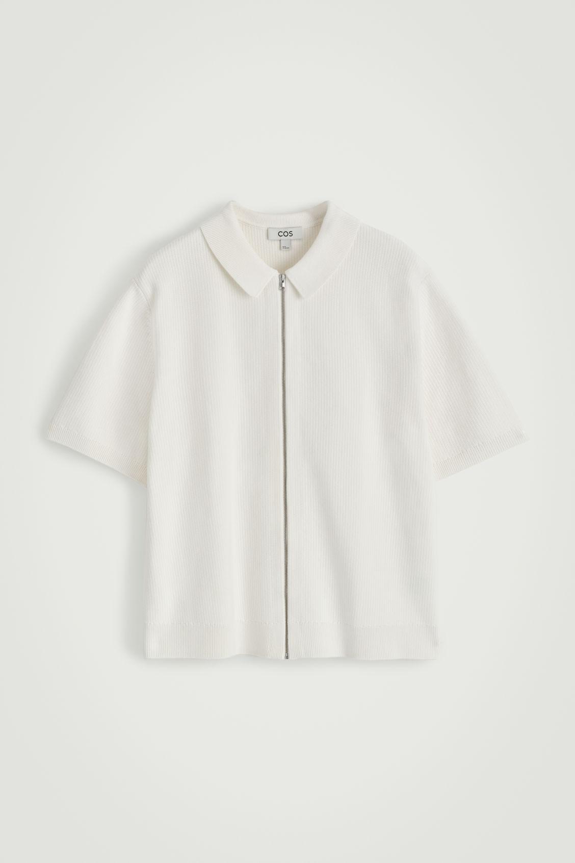 WAFFLE-KNIT COTTON ZIPPED SHIRT Product Image