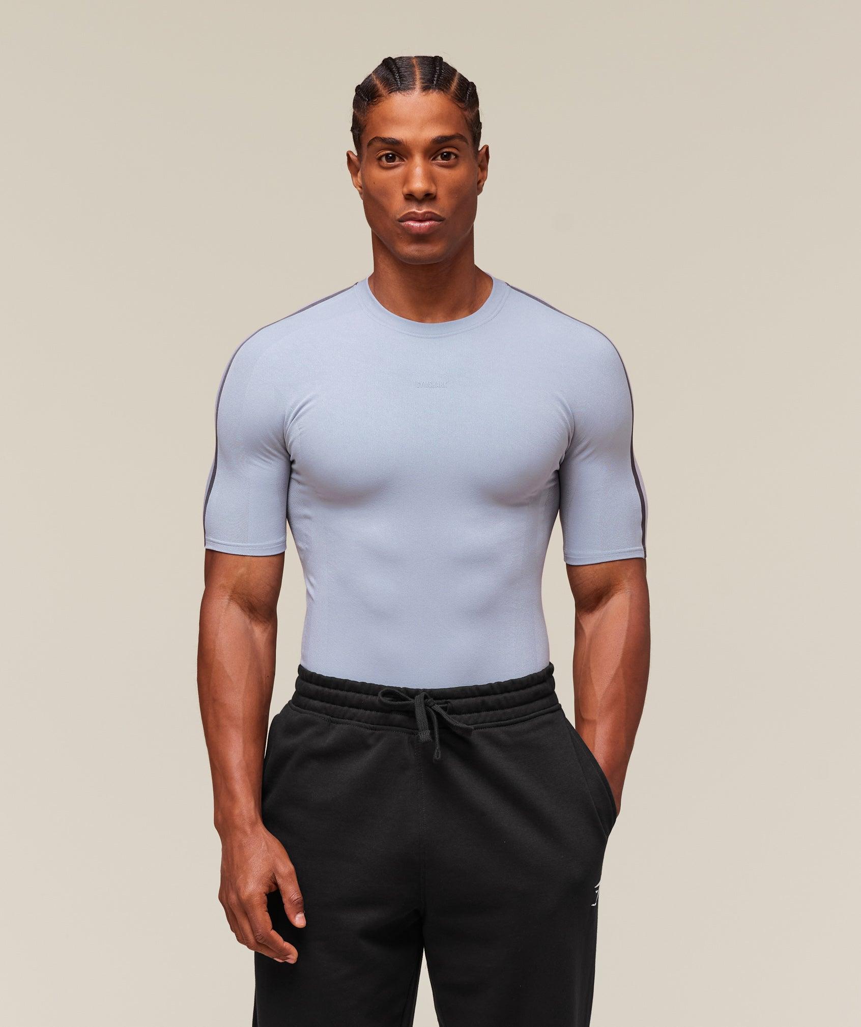 Gymshark everywear Warp Knit T-Shirt - Pale Blue Male Product Image