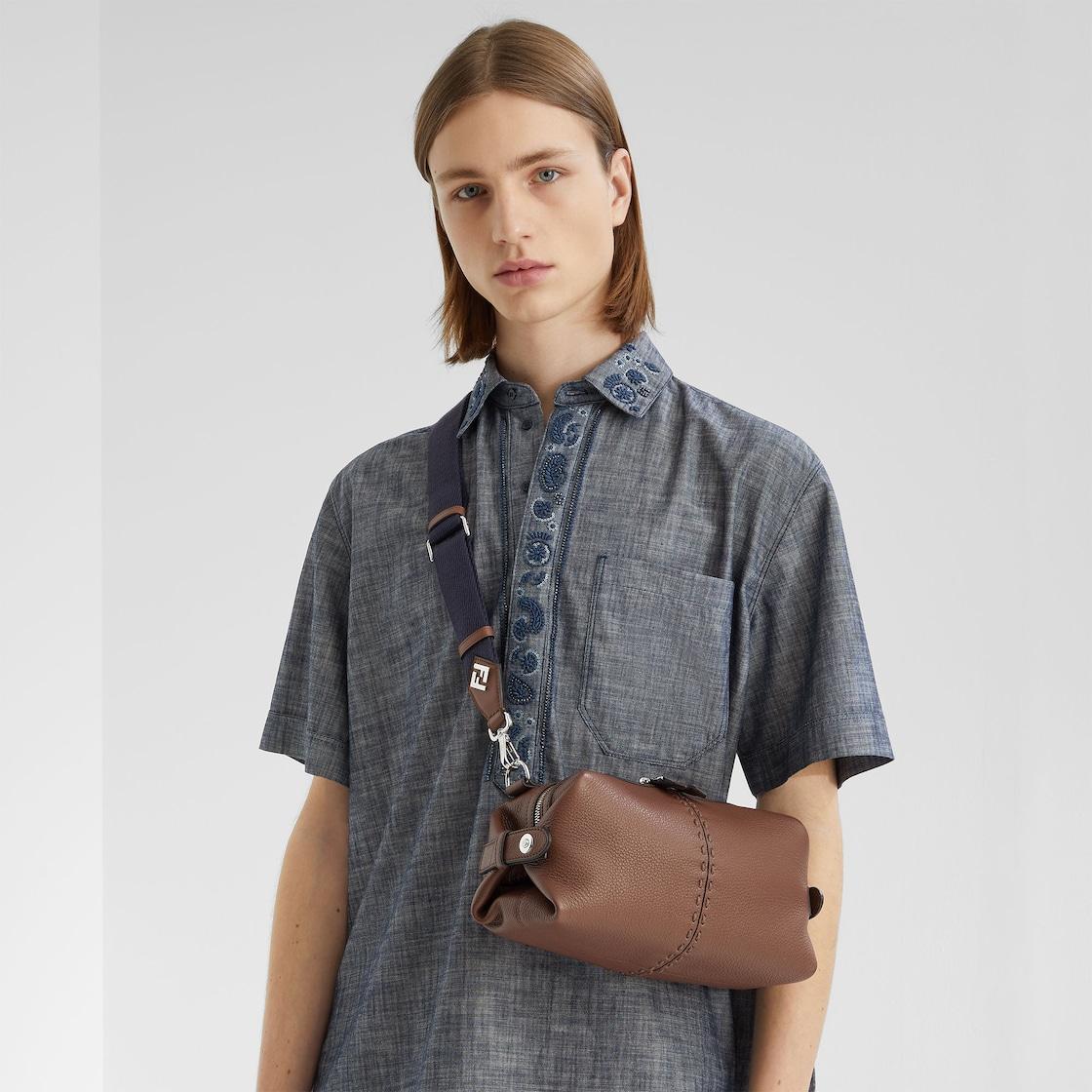 Selleria Fendi Siesta SmallBrown leather Selleria bag with 266 hand-sewn topstitches Product Image