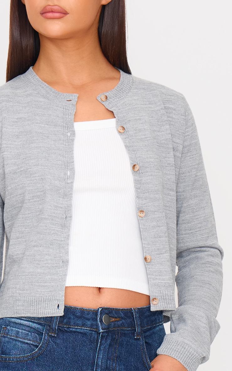 Light Grey Basic Button Up Knit Cardigan Product Image
