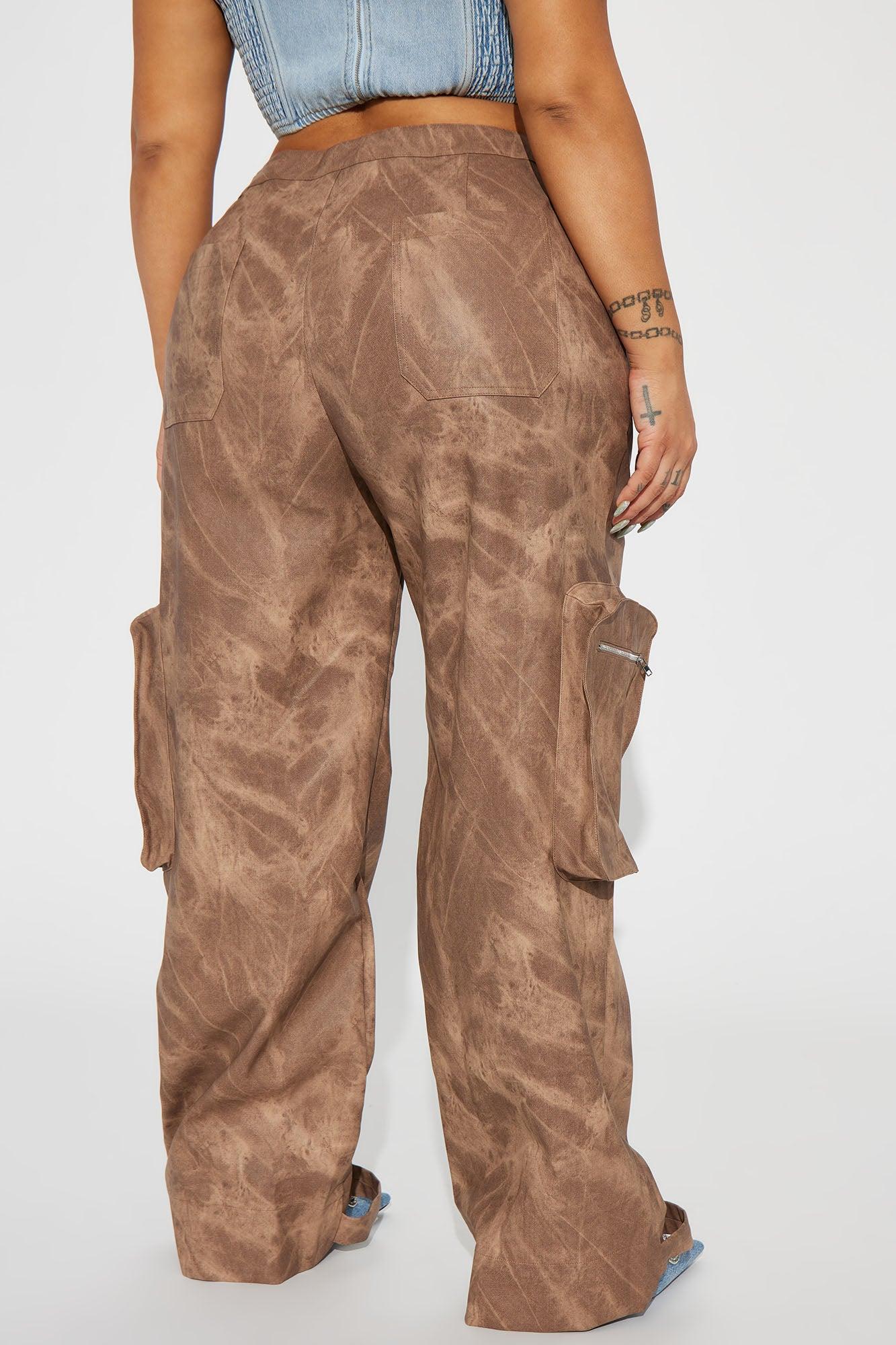 Lyra Washed Faux Leather Pant - Brown Product Image