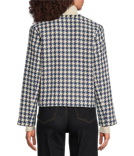 J.McLaughlin Martha Tweed Blend Houndstooth Round Neck Bracelet Sleeve Jacket Product Image