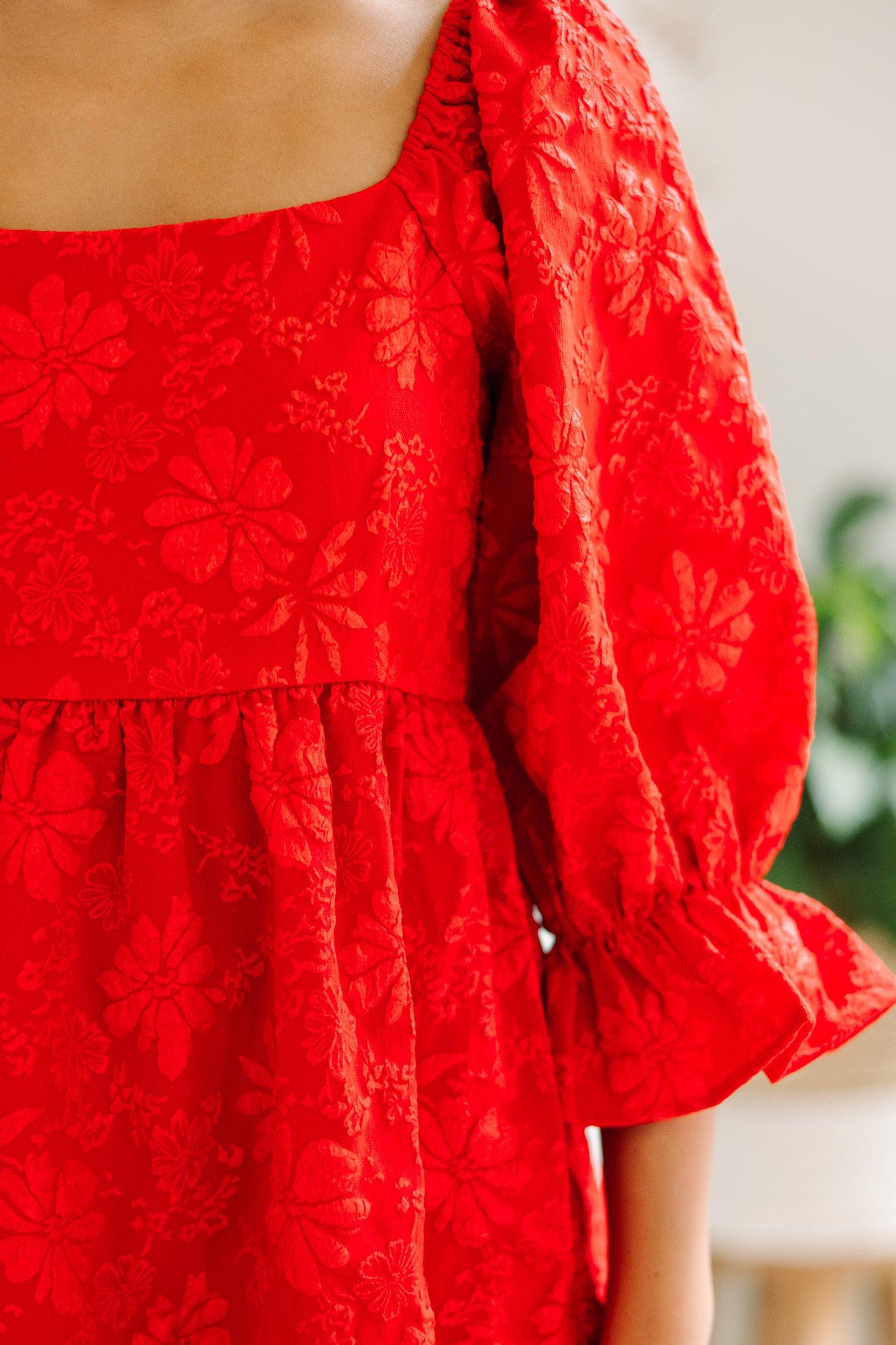 Think It Through Red Babydoll Dress Female Product Image