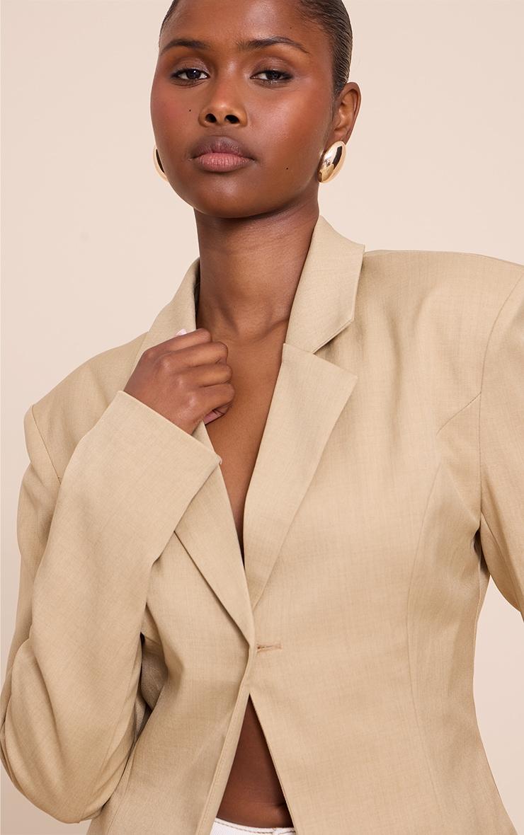 Almond Butter Open Cinched Waist Blazer Product Image