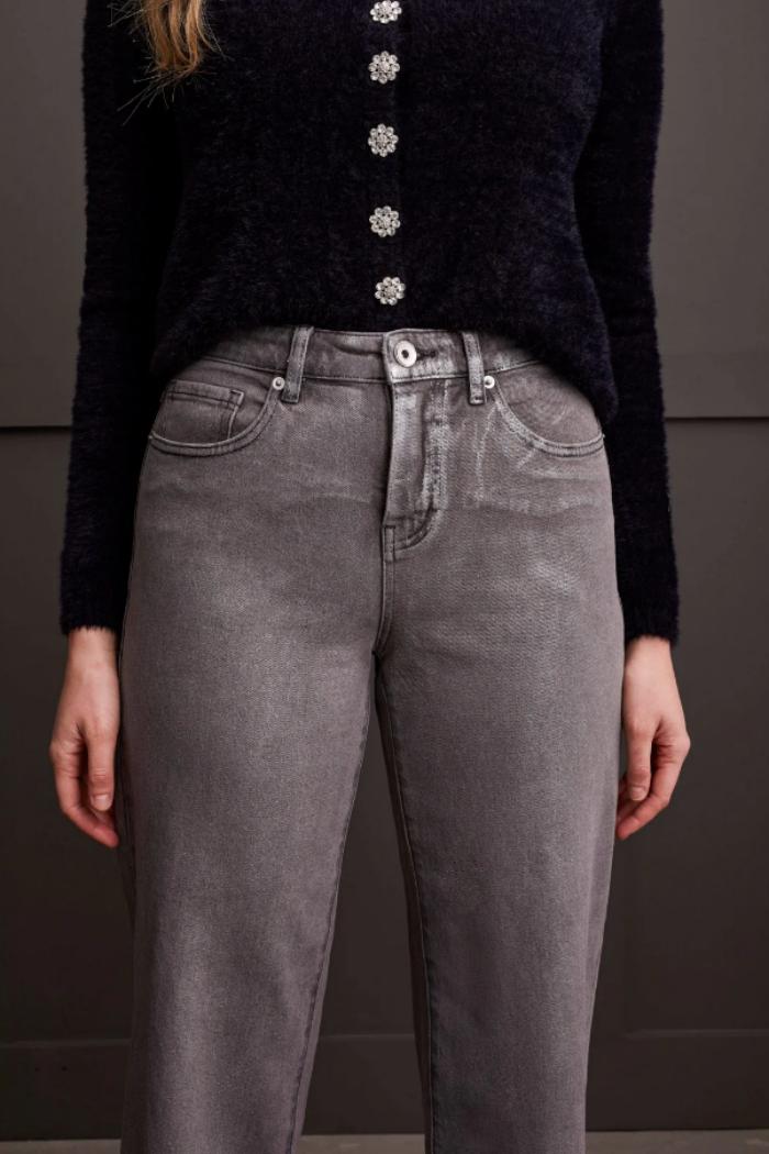 Audrey Wide Leg Jeans w/ Silver Coating Product Image