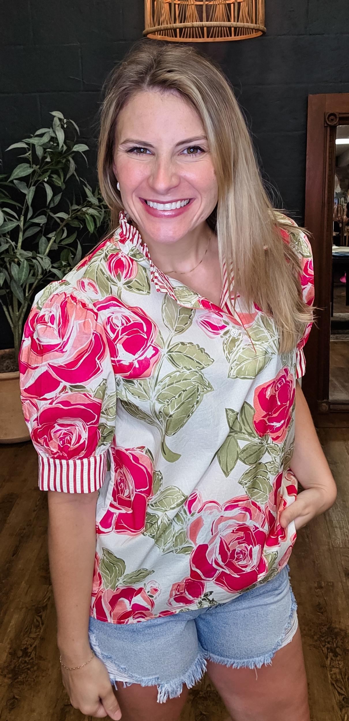 Picnic at the Park Floral Top (Small to Large) (Multiple Color Options) Product Image