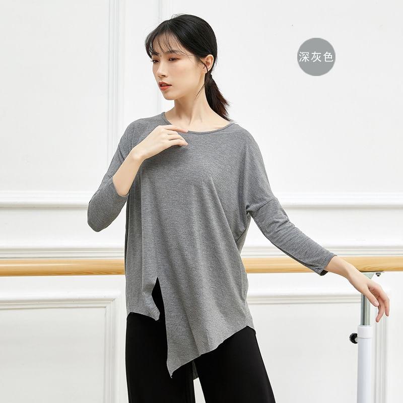 Long-Sleeve Plain Asymmetrical Dance T-Shirt Product Image