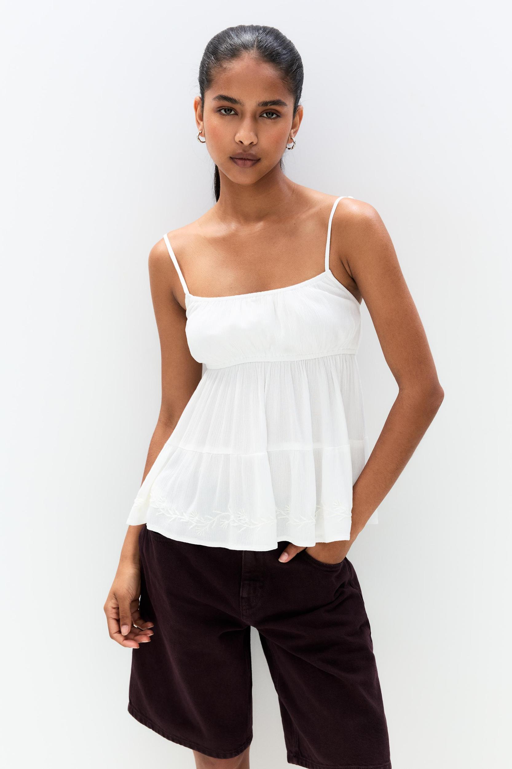 White top with embroidery Product Image