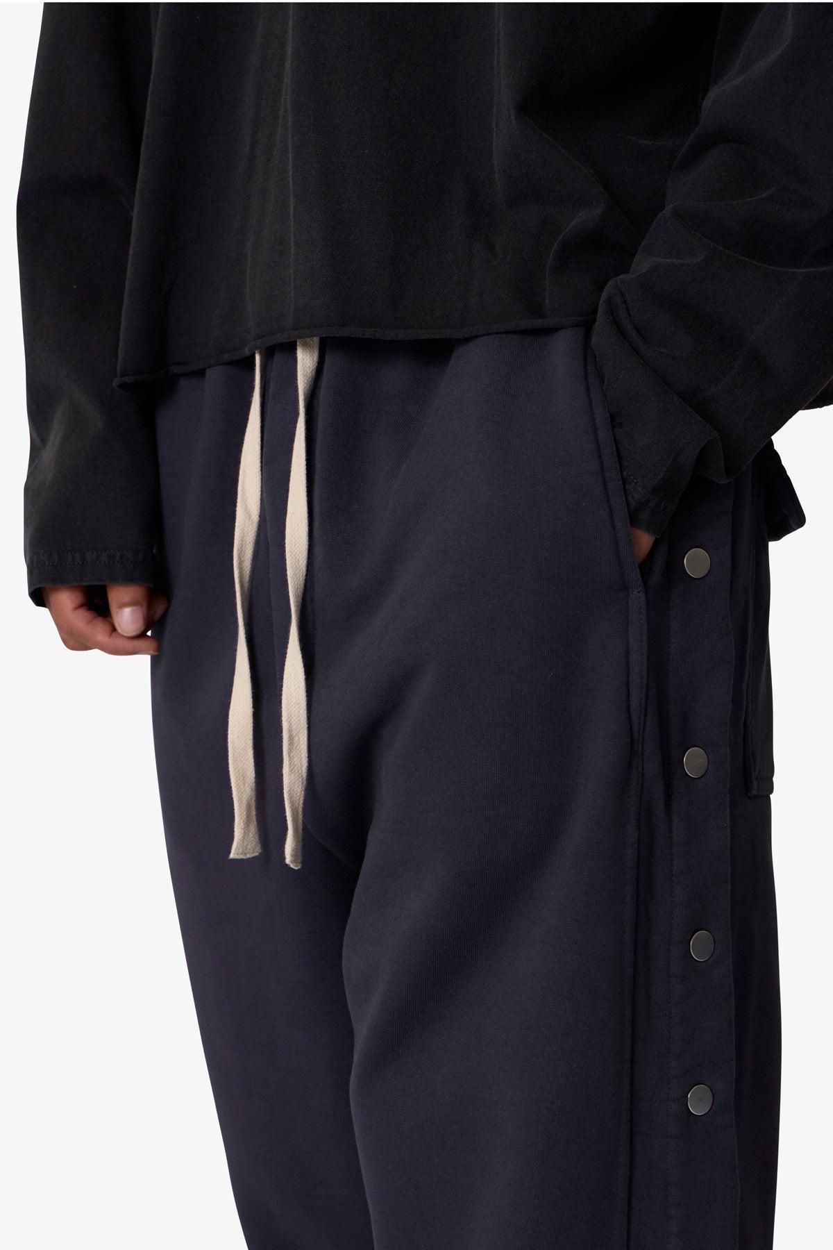 Side Snap Fleece Pants - Washed Black Product Image