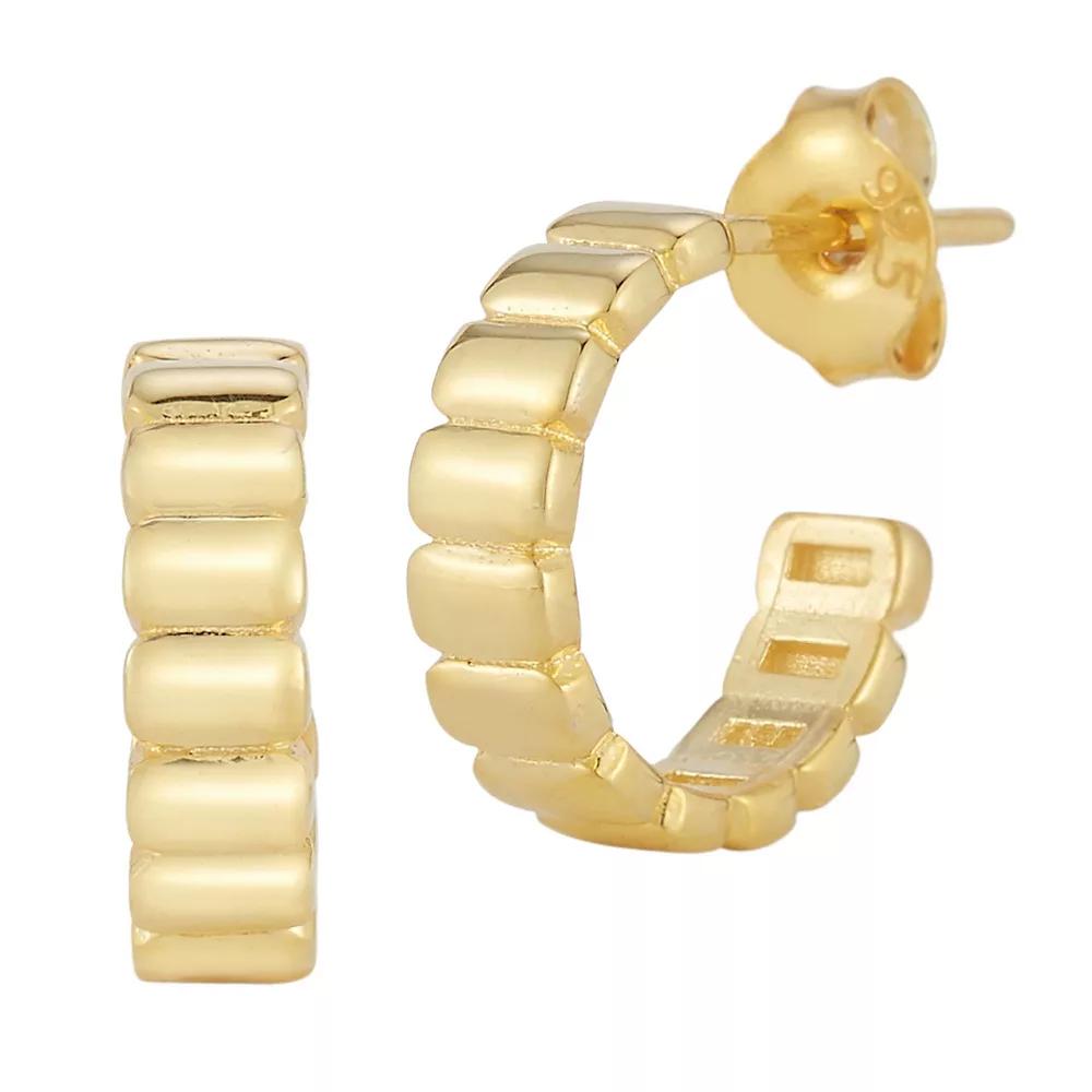 Sunkissed Sterling Ribbed Huggie Hoop Earrings, Women's, Gold Tone Product Image