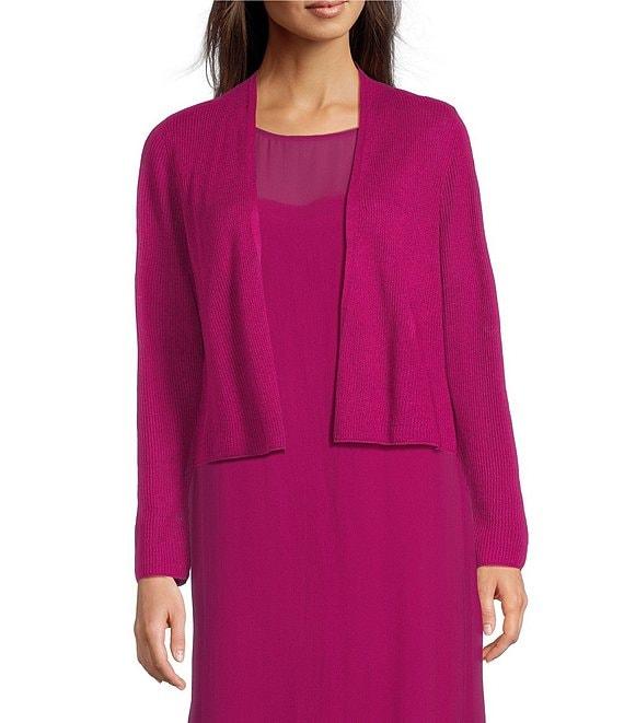 Eileen Fisher Organic Linen Blend Knit Open Front Long Sleeve Cardigan Product Image