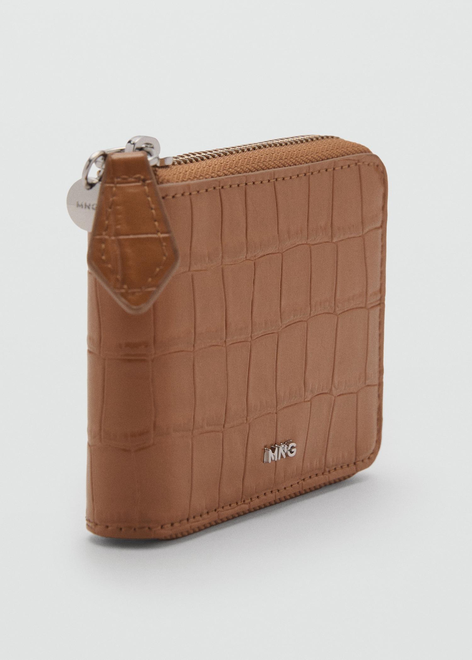 Croco leather-effect mini wallet - Women | MANGO USA Product Image