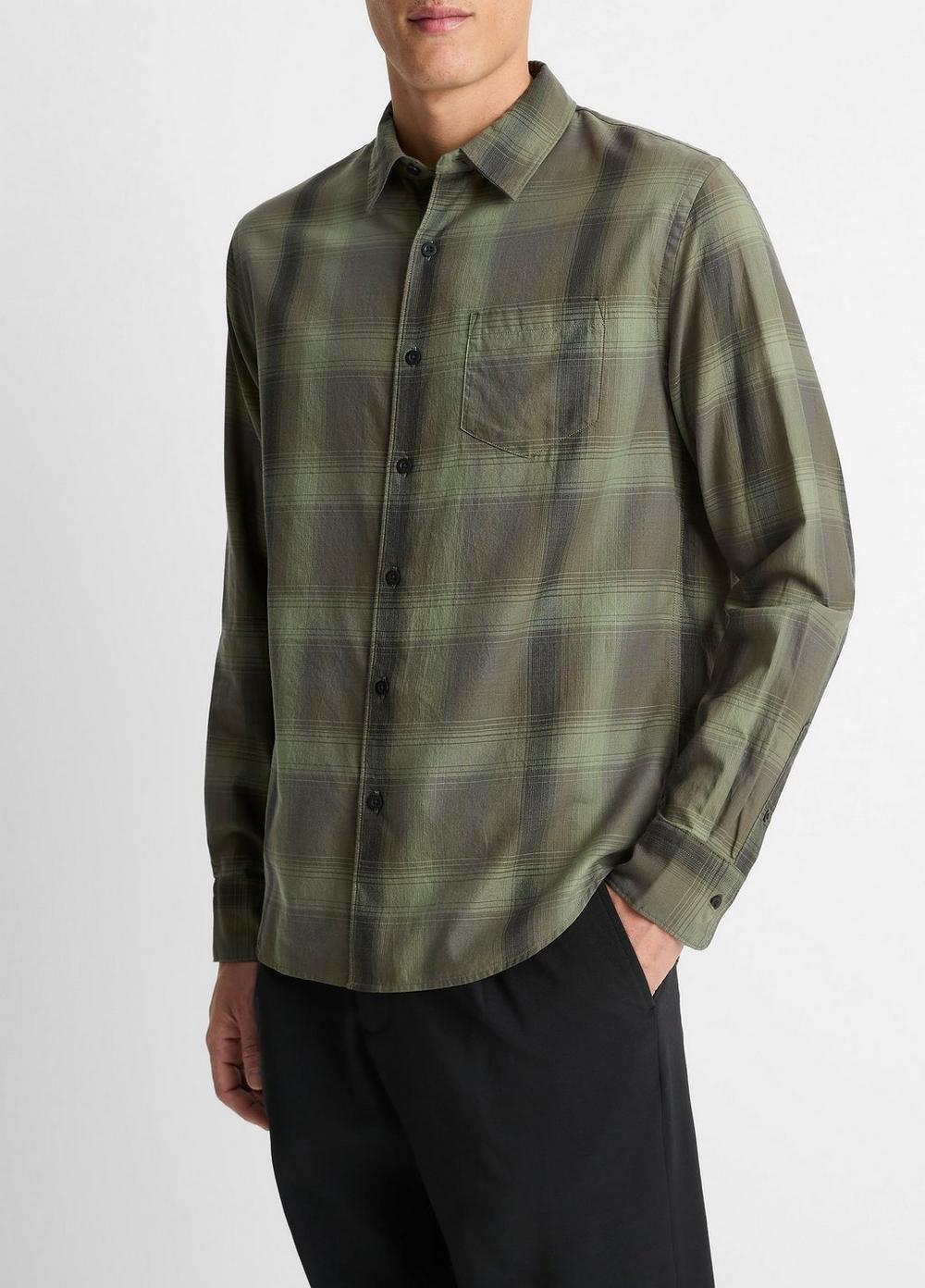 Sandalwood Plaid Cotton Button-Front Shirt Product Image