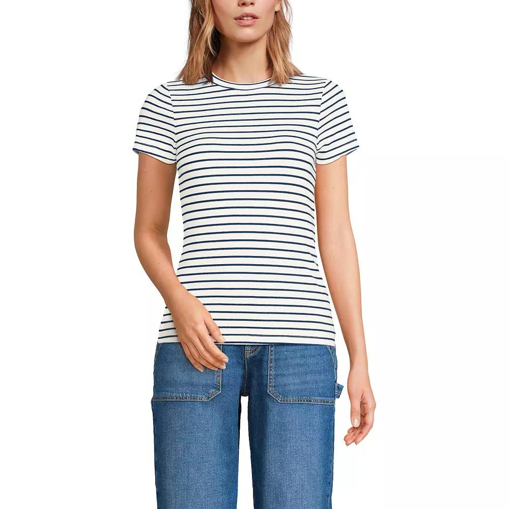 Women's Lands' End Drapey Rib Fitted Short Sleeve Mini T-Shirt,  Product Image