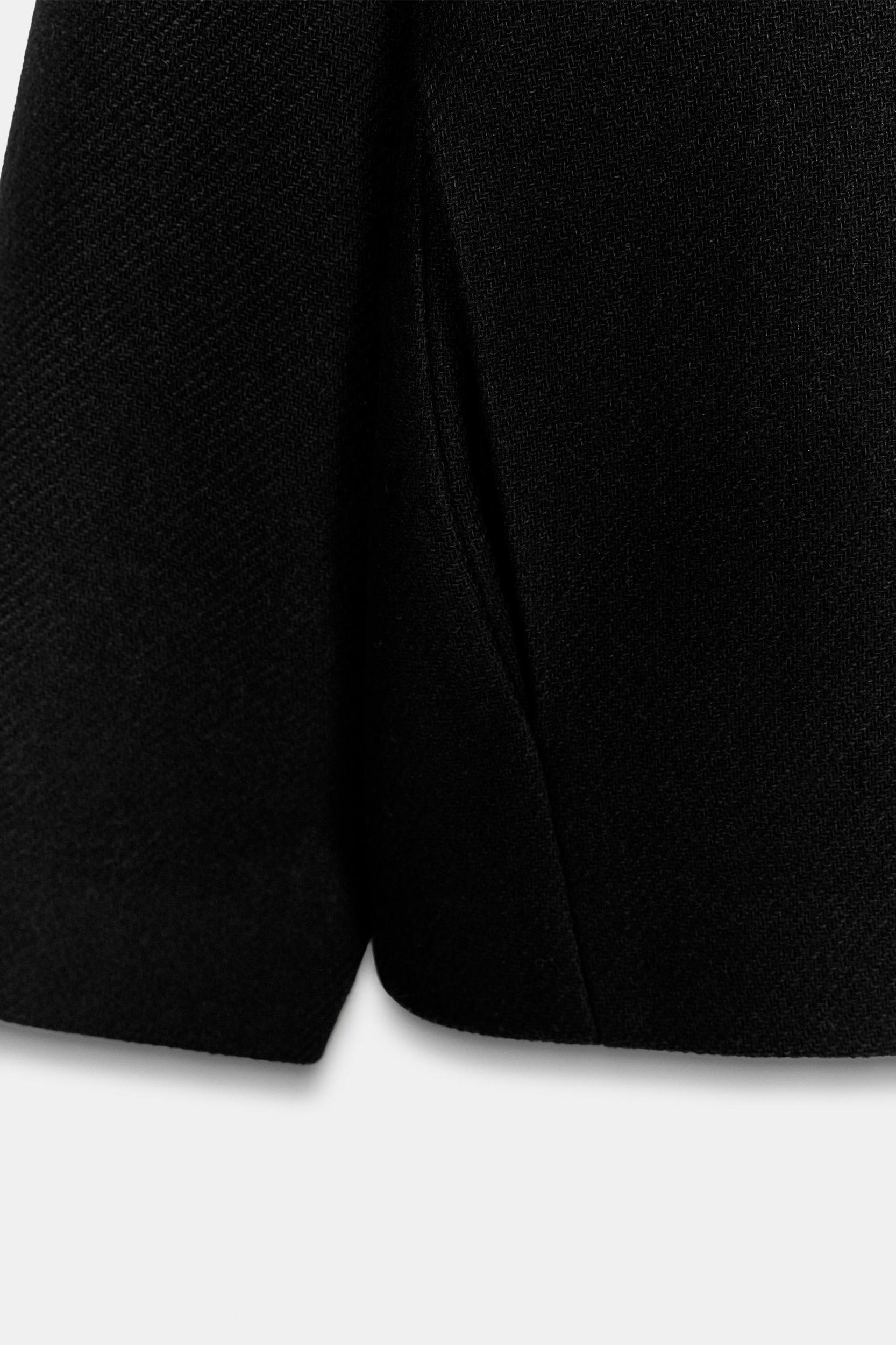 SHORT WOOL COAT WITH FAUX FUR LAPEL Product Image