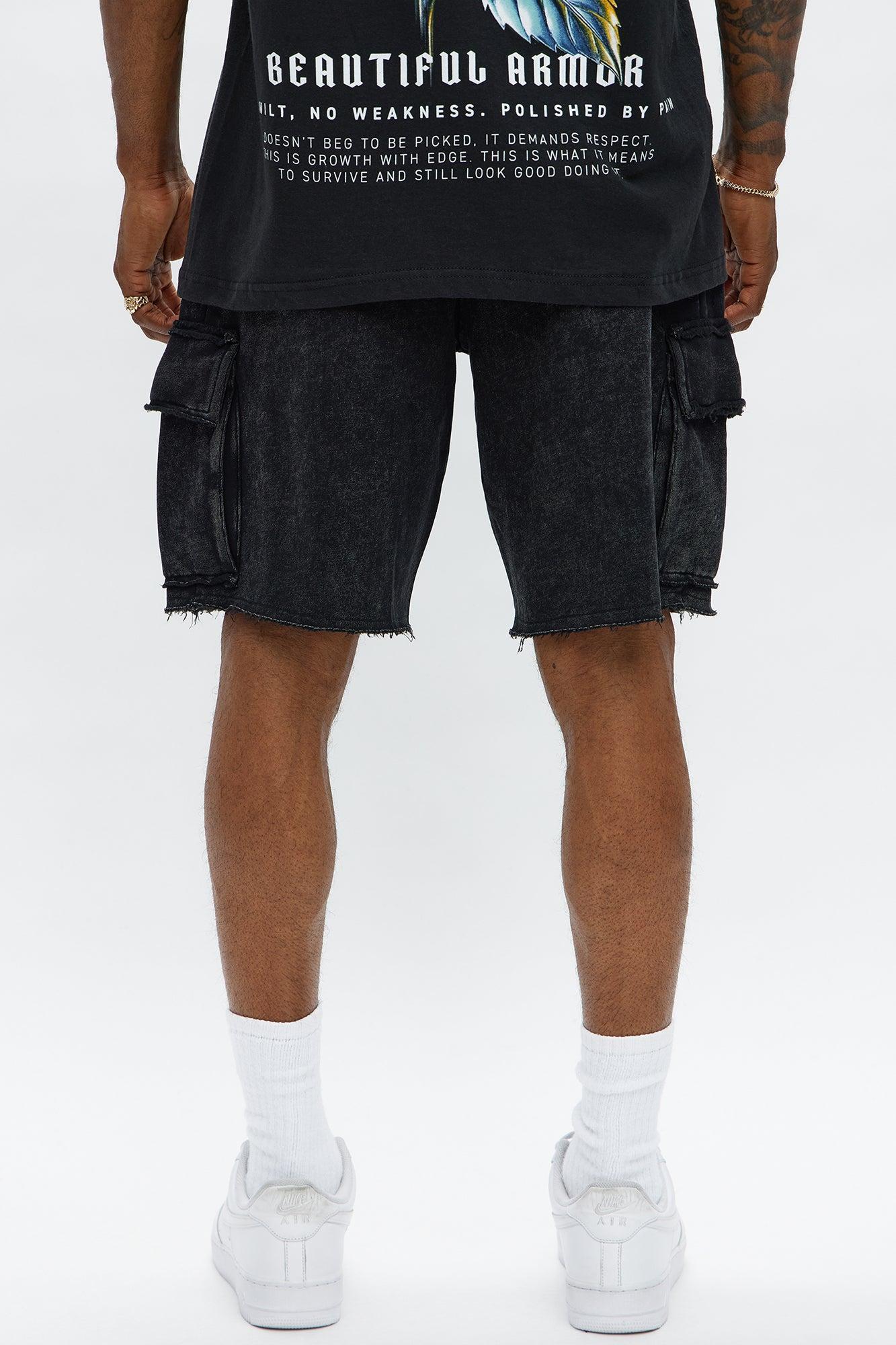 Cargo Baggy Sweatshort - Black Male Product Image