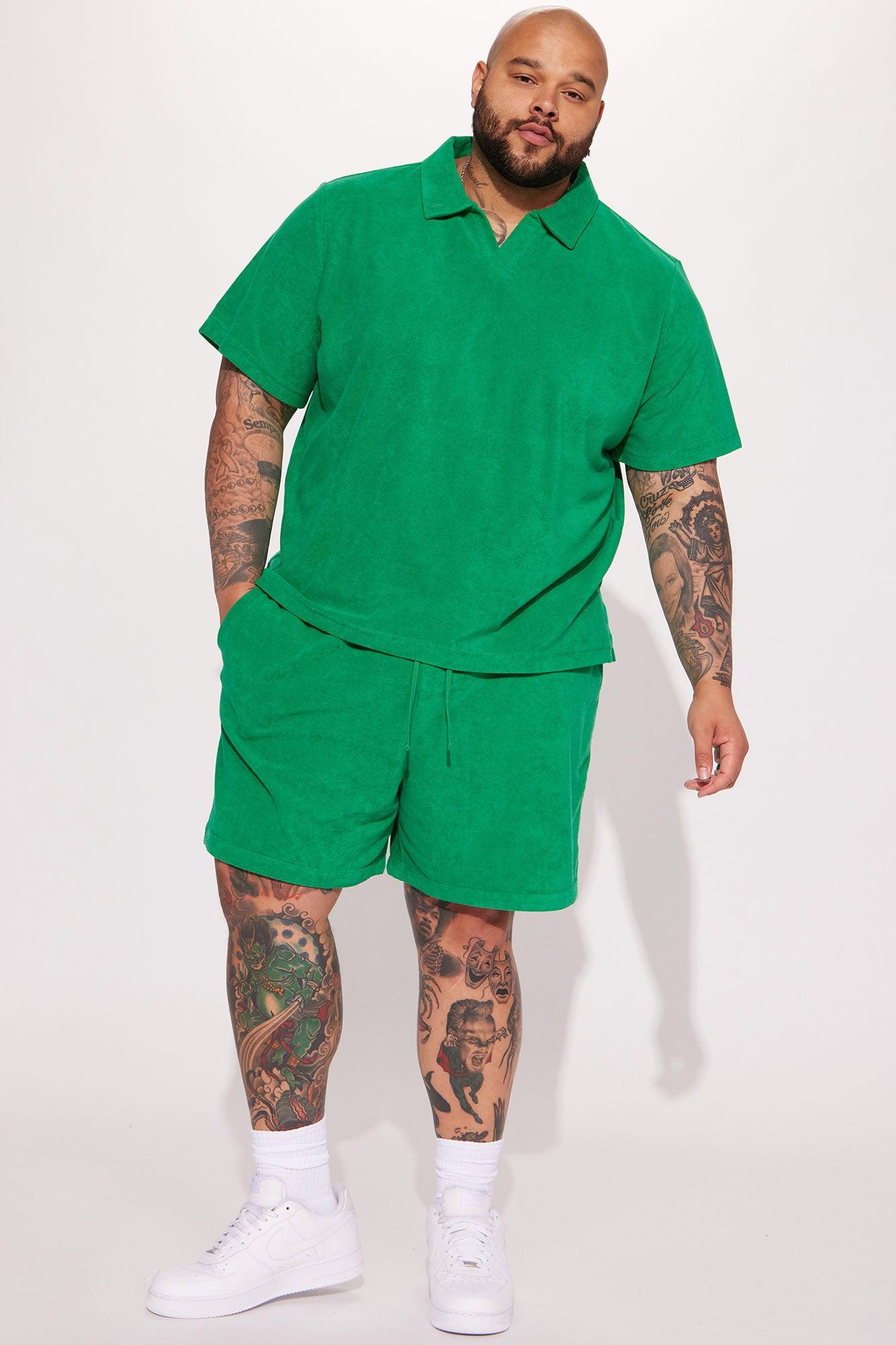 Dipped Terry Short Sleeve Polo - Green Product Image