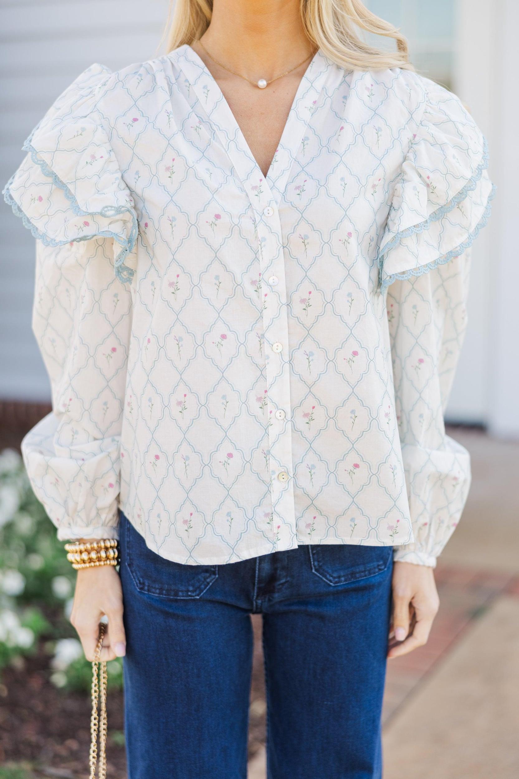 The Rendezvous Cream Medallion Blouse Female Product Image