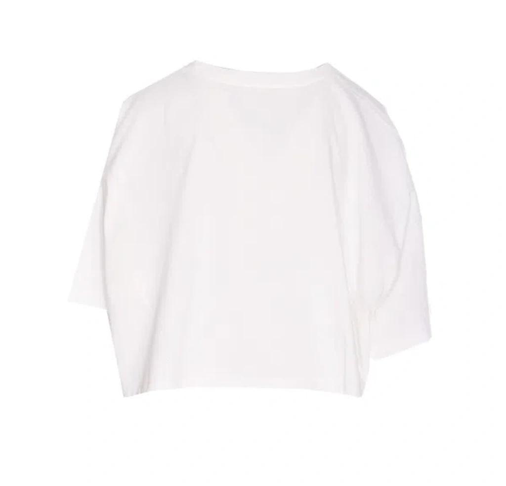 CHLOÉ White Cropped Crewneck T-shirt With Maxi Logo Print On The Front In Cotton Woman In Multicolor Product Image
