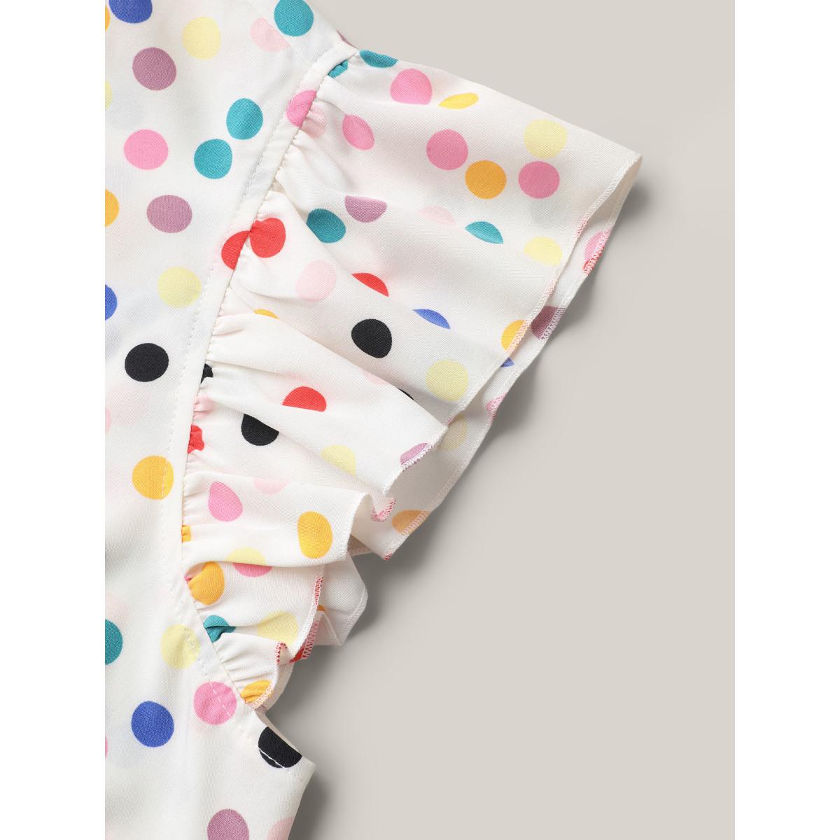 Plus Size Multicolor Polka Dot Flutter Sleeve Blouse Women Playful Cap Sleeve Non Vacation Blouses BloomChic 14-16/1X Product Image