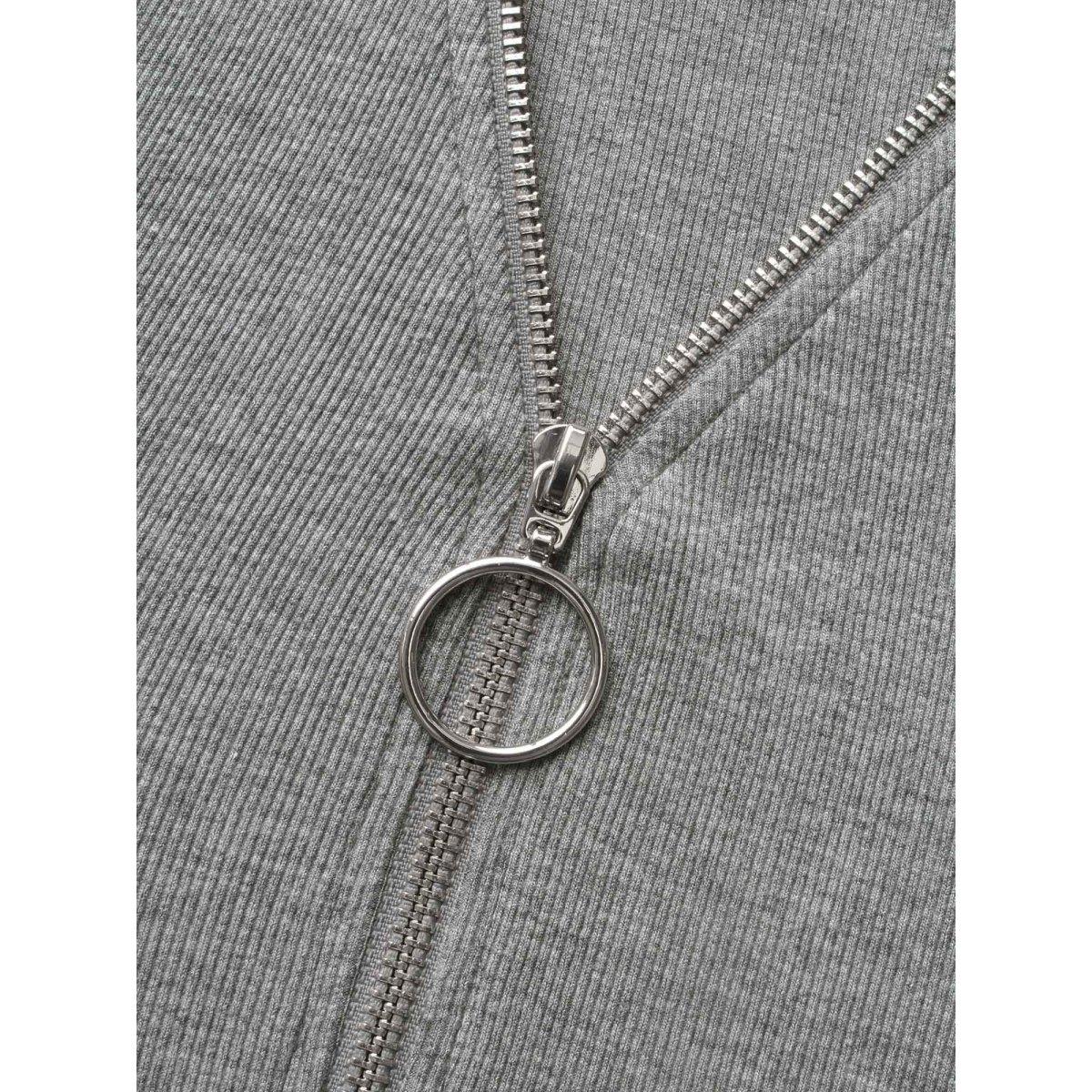 Plus Size Solid Knit Zipper Midi Dress DarkGray Women Casual Texture Knit Dresses Bloomchic 10/M Product Image