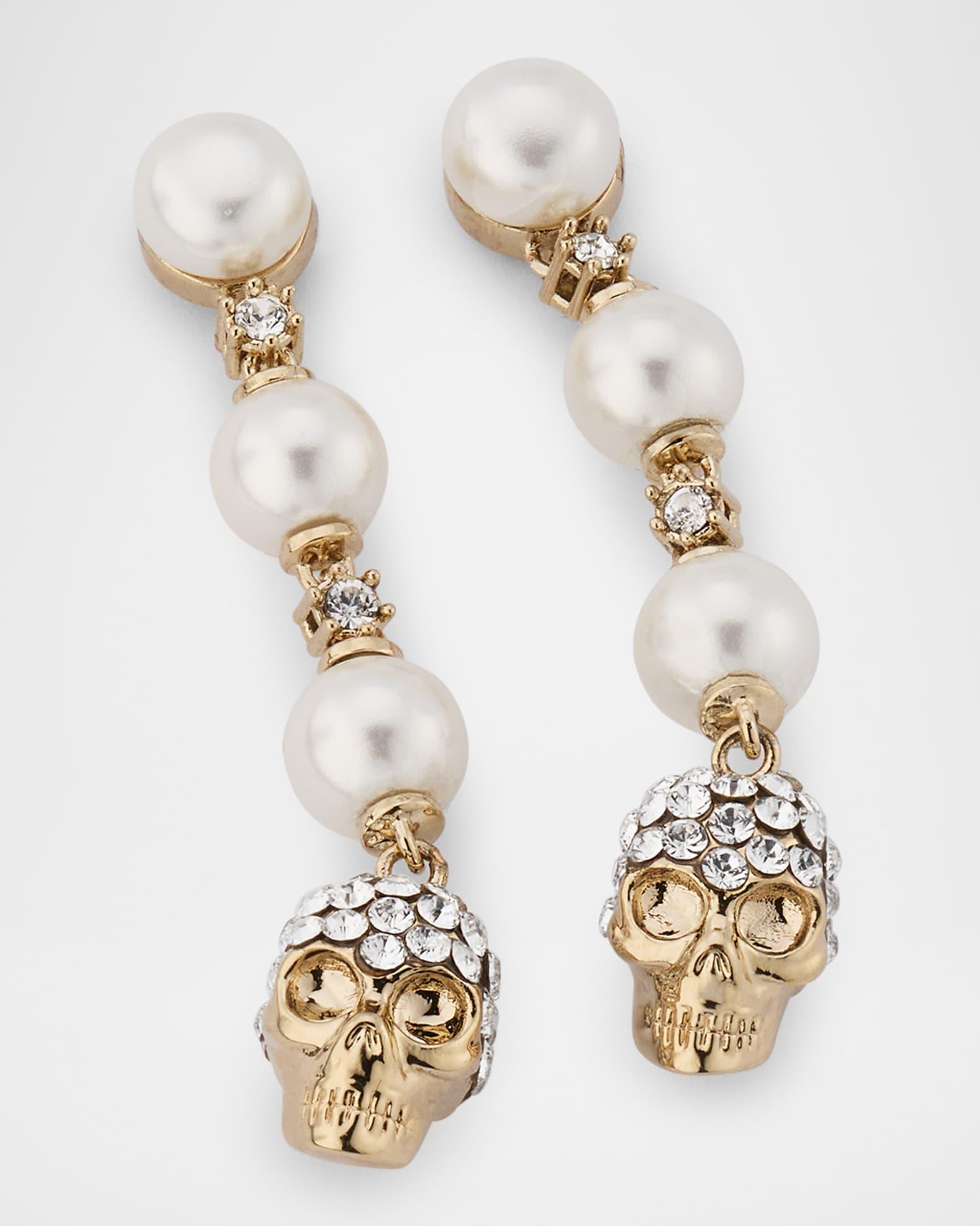 Pearly Skull Drop Earrings Product Image