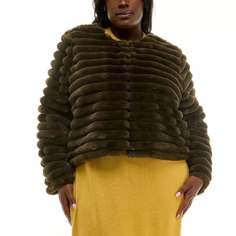 Plus Size Nina Leonard Long Sleeve Faux Fur Bolero, Women's, Size: 3XL, Red Product Image