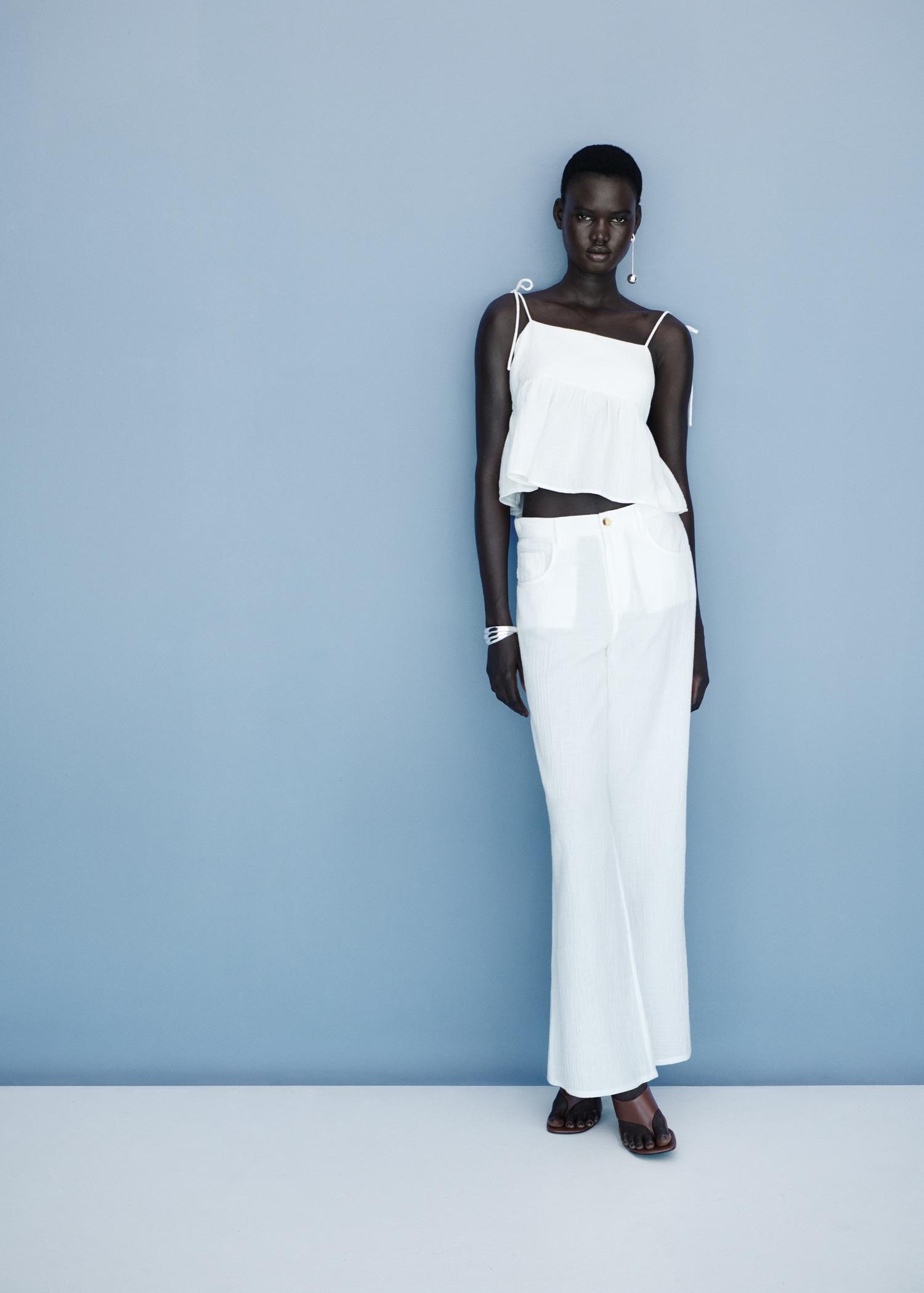 Straight-fit cotton pants - Women | MANGO USA Product Image