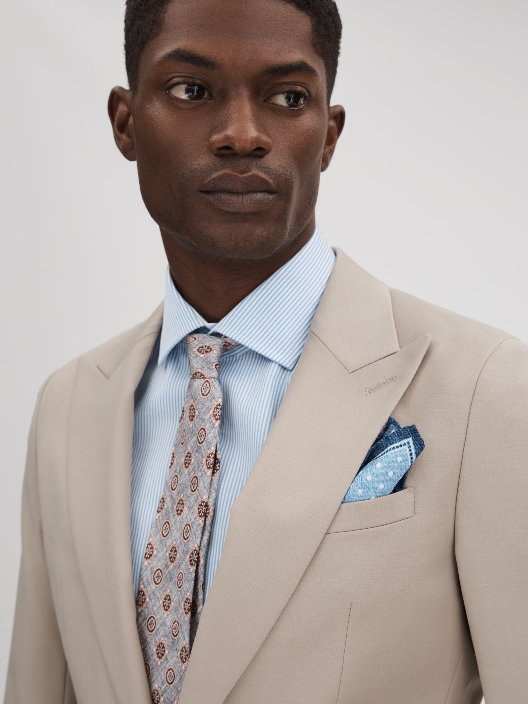 Slim Fit Wool Blend Single Breasted Blazer in Stone Product Image