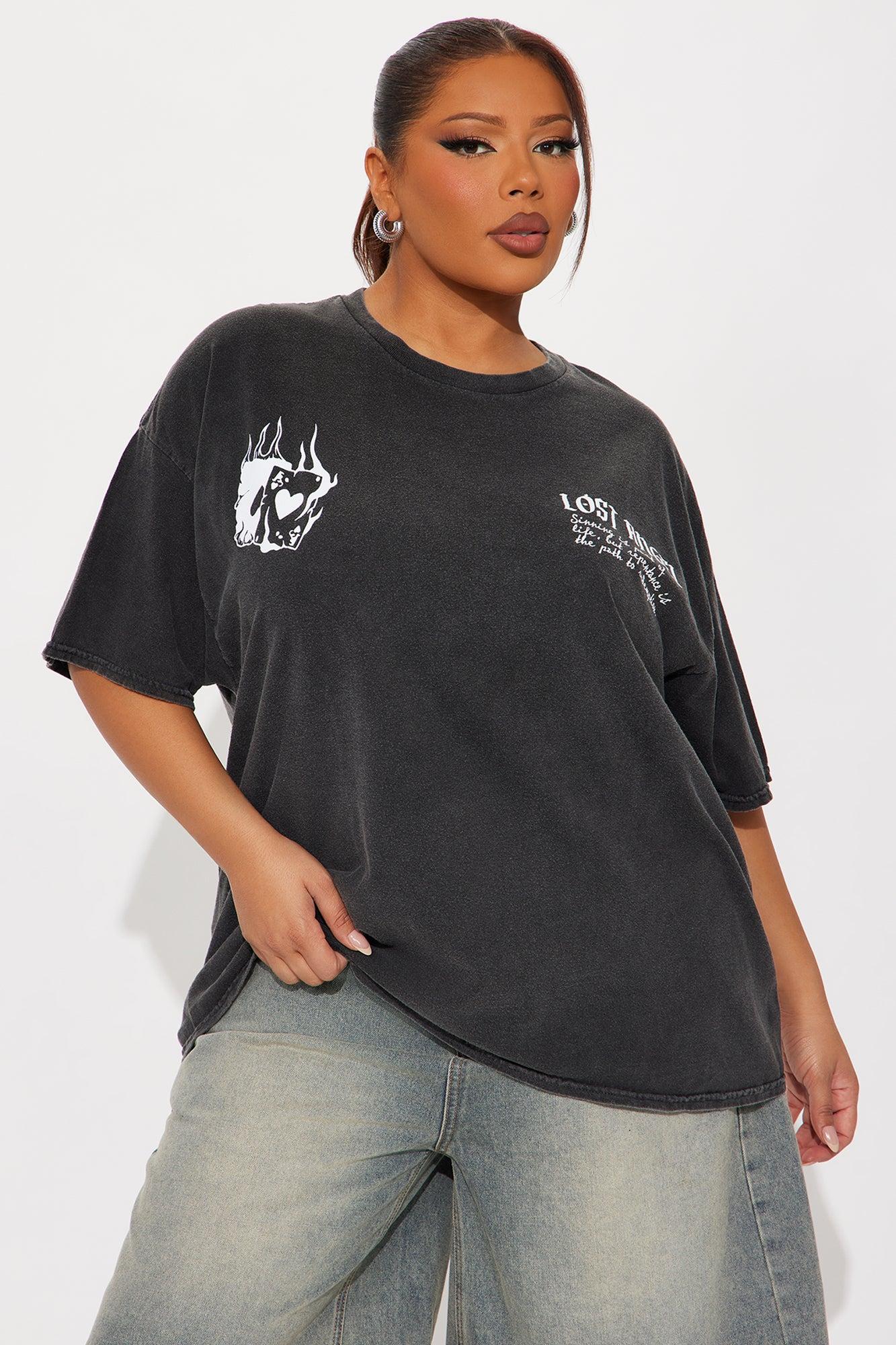 Lost Angel Washed Tee  - Black Wash Female Product Image