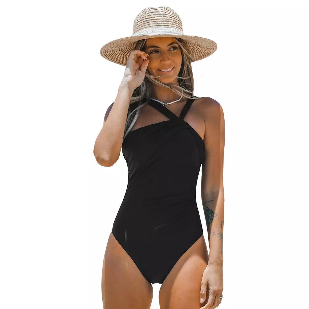 Women's Cupshe Tummy Control One-Piece Swimsuit, Size: Medium, Black Product Image