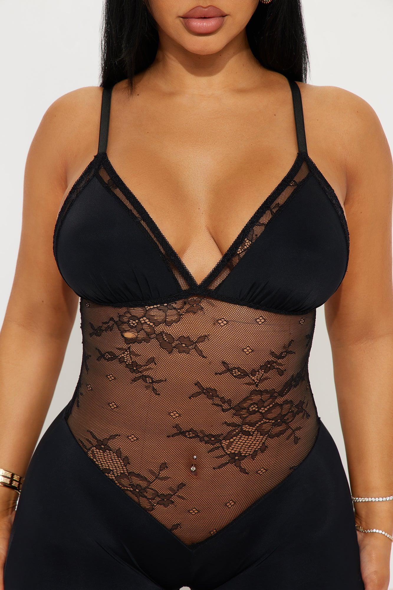 Everything Is Romantic Lace Romper Teddy - Black Product Image